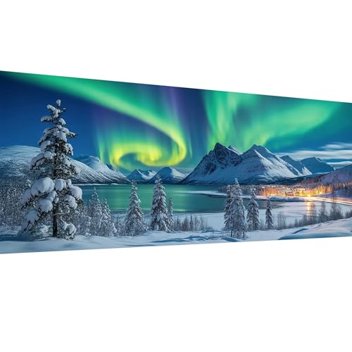 SKRYUIE 5D Large Diamond Painting Kits Scenery - DIY Diamond Art Kits for Adults Aurora, Full Round Drill - Crystal Embroidery Cross Stitch - Craft for Wall & Office Decor - 12x30 inch / 30x80 cm B12 - color: colorful-12