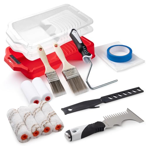 Mister Rui 16-Piece 4 Inch Paint Roller Kit with 5-in-1 Tool & Taping Knife