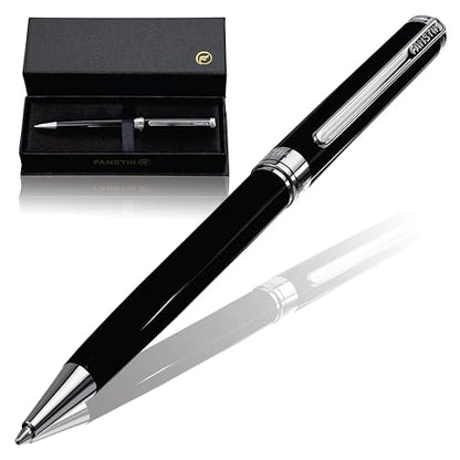 FANSTIK Customized Black & Silver Luxury ballpoint pen, fancy gift set for women, Chrome Finish, Professional executive pen gift set for men (Lux Custom-BallPoint Black-Silver) - color: B Cust-BallPoint Black-Silver