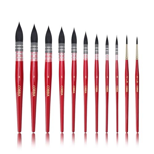 Professional Watercolor Synthetic Squirrel Hair Paint Brushes, Mop Paintbrushes, Art Supplies for Art Painting, Gouache, Fine Detailing, Acrylic, Aquarelle & Oil Painting（11pcs - size: 11 Pcs (Mixed)