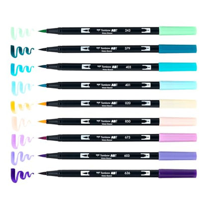 Tombow 56256 Dual Brush Pen Art Markers, Mermaids, 10-Pack. Brush/Fine Tips