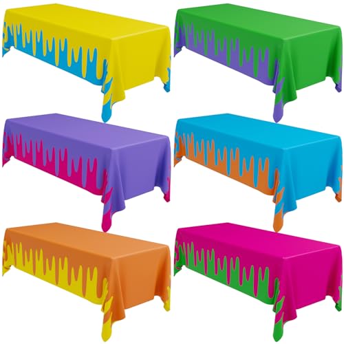 6 Pcs Art Party Decorations Art Paint Tablecloths 54 x 108 Inch Waterproof Rectangle Table Cover Disposable Table Cloth for Birthday Party Supplies (Mixed Colors) - color: Mixed Colors