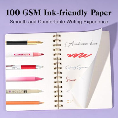 Yoment Dot Grid Spiral Notebook A5 Spiral Bullet Dotted Journal 160 Pages | Thick Dot Paper Notebooks Plastic Hardcover Spiral Notebook 5x7 Wire Bound Notebooks for Work School Office Supplies, Purple - color: Purple, style: B - Dotted - A5