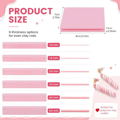 Polymer Clay Bead Roller & Snake Maker, 6 Sizes Strip & Hoop Roller for DIY Earring Jewelry Making