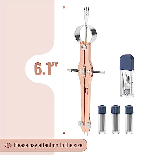 Mr. Pen- Professional Compass for Geometry, Extra Lead | Metal Compass Drawing Tool for Students, Drafting and Engineering, Technical Drawings, Circles and Geometry Projects - color: Rose Gold