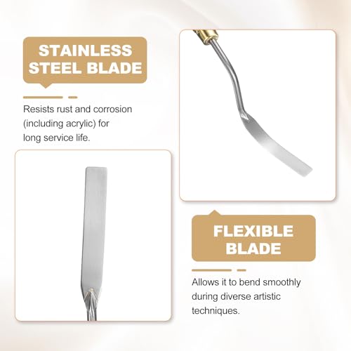 HARFINGTON 2pcs Palette Knife Painting Tool 1.97" x 0.31" Stainless Steel Teardrop Blade 8.27" Length Spatula Painting Pallet Knives with Hole Beech Wood Handle for Acrylic Canvas, Red/Silver - size: 8.27" x 0.31" x 1.97"