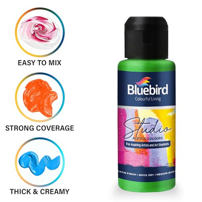 BLUEBIRD Studio Acrylic Paints, Neon Colors, 6-Pack 3.4 Fl Oz each, Basic Acrylic Paint For DIY Crafts & Beginner Artists - color: NEON COLORS, (6-Pack, 3.4 Fl Oz each)
