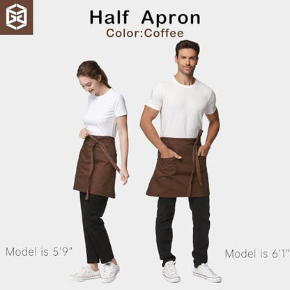 Waist Apron for Men Server Bistro Half 4251BY - color: Coffee, size: 1 Pack