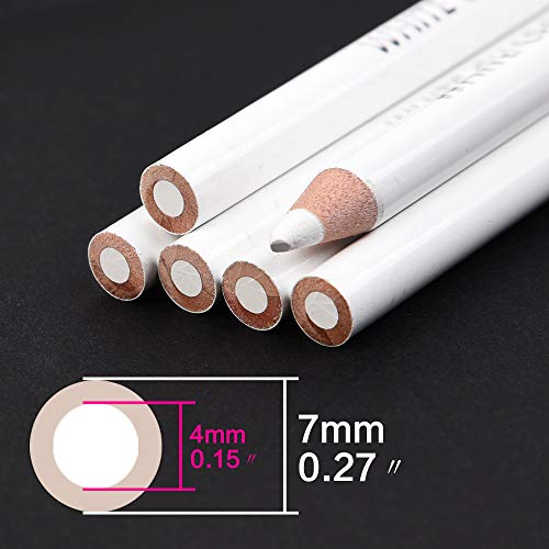 2 Pcs White Sketch Charcoal Pencils -Professional Hight Quality Sketch Highlight White Charcoal Wooden Pencils for Artist Drawing, Sketching, Blending - color: 2 white charcoal