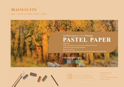 MAIMOUFIN Sanded Pastel Paper, 5 Earth Tone Color, 10 Sheets 15.4" x 10.7"