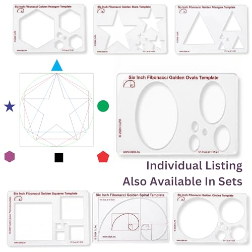 Fibonacci 6" Oval Drawing Template, Golden Ratio Stencil - style: 6" Ovals
