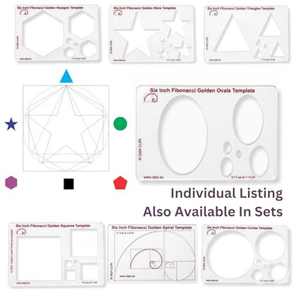 Fibonacci 6" Oval Drawing Template, Golden Ratio Stencil - style: 6" Ovals