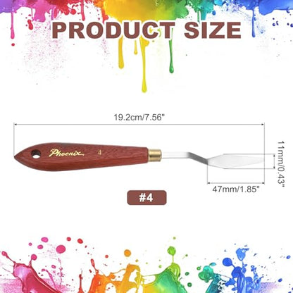 MECCANIXITY Pack of 1 Palette Knife No.4, 7.6" Long Palette Knives with Stainless Steel Flexible Spatula Pallet Knife and Wood Handle for Scraping, Mixing, Oil Acrylic Painting Canvas - style: No.4