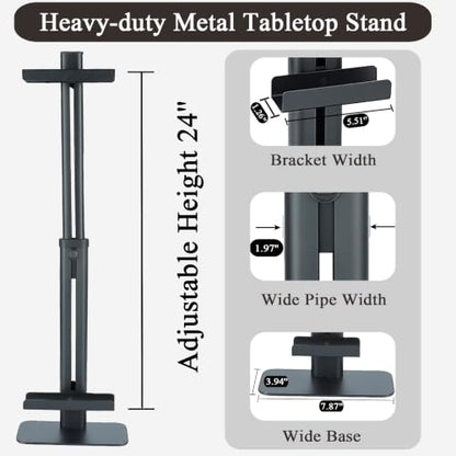 24''Adjustable Metal Tabletop Easel, Picture Frame Stand - color: Black