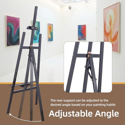 Adjustable Wooden Easel Stand for Painting&Display, Black | Folding Art Easel for Display, Drawing, Wedding Sign and Poster, Suitable for Kids and Adults, Holds Up to 42" - style: Black -1 Pack