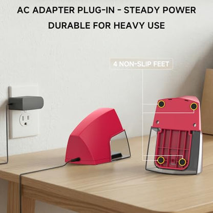 Electric Pencil Sharpener for 6 to 8 mm Pencils Helical Blade Fast 4 Second Sharpening Large Shavings Bin Non Slip Feet Safe Design for Classroom Office and Home Pink(S1131) - color: Pink