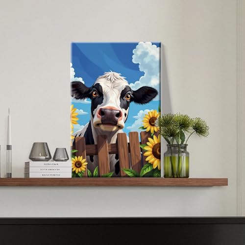 JOOZ 5D Cow Paint by Numbers Kit for Adults with Frame 8x12 Inch - color: Cow 073