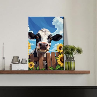 JOOZ 5D Cow Paint by Numbers Kit for Adults with Frame 8x12 Inch - color: Cow 073