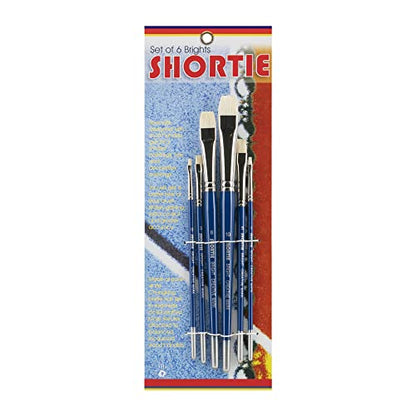 Creative Mark 6 Piece Bright Short Handle Paintbrush Set, Perfect for Oil and Alkyd Painting, Traveling & Workshops - size: Bright