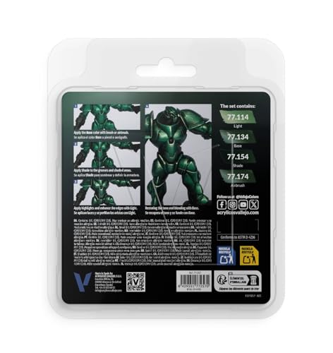 Vallejo - Dusken Green Set, True Metallic Metal, 4 Bottles x 0.6 fl.oz. - color: Dusken Green