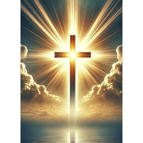 ckdiluy Cross Diamond Art Kits for Adults Beginners, 5D DIY Religious Cross Diamond Painting Kits, Full Round Drill Diamonds Dots Gem Art Crystal, Home Wall Decor 12X16 Inch - color: WDZSH-015
