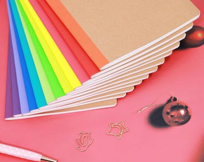 24 Pack A5 Kraft Notebooks, 60 Lined Pages Travel Journal Bulk, Soft Cover Notebooks for Women Girls Students, Making Plans Writing Memos Office School Supplies, 8.3 X 5.5 in - style: 24pack Lines page