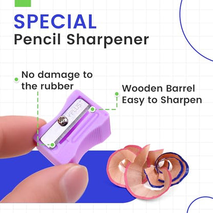 Eraser Pen with Sharpener, Fine Detail Erasing, Blue, 3 Pcs - color: Blue