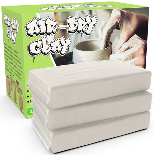 Aujazyble Premium Air Dry Clay for Kids - 3.3lbs Natural White Modeling Pottery Clay for Wheel, Arts & Crafts Supplies for School Classrooms, Craft Gifts for Kids Beginners and Advanced Sculptors - color: White