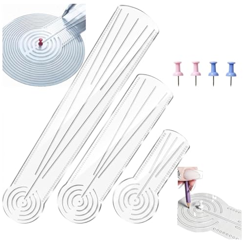 3-in-1 Mandala Ruler Tool with Holes, 3 Size Mandala Dot Art Circle Maker, Compass Protractor Straight Dotting Ruler for DIY Drawing Stencil Mandala Pattern Design