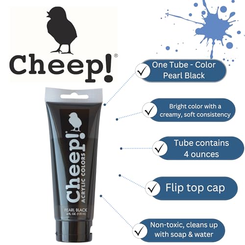 Cheep! Acrylic Paints, 4 oz. Tube - Pearl Black, Perfect for Artists - Quality Acrylic Paint Heavy Body Paint Artist and Student - color: Pearl Black
