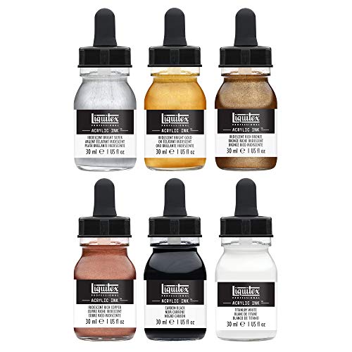 Liquitex Professional Acrylic Ink, 1-fl oz (30ml), Iridescent Color Set, Set of 6 - color: Iridescent - Set of 6