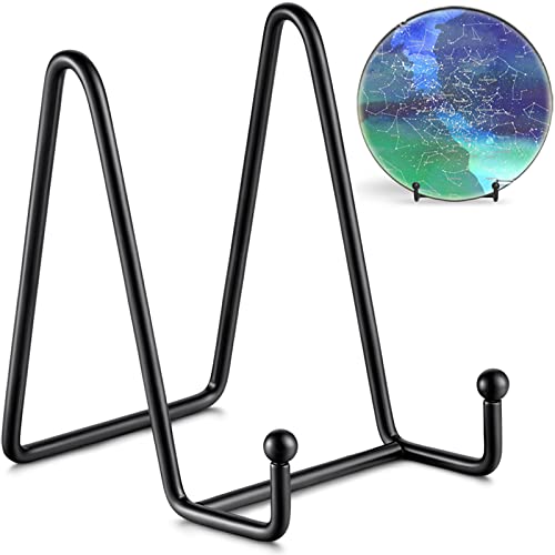 TR-LIFE 4 Pack 4.5 Inch Plate Stands for Display - Plate Holder Display Stand + Metal Frame Holder Stand for Picture, Decorative Plate, Book, Photo Easel (Black 4 Pack) - size: 4.5 Inch