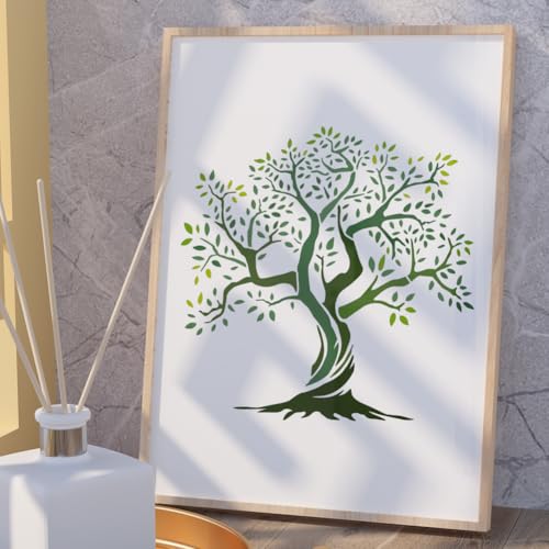 Tree of Life Stencil, Reusable Painting Template, DIY Home Decor | 11.8" x 11.8" Plastic Craft Stencil, Tree Wall Stencil, DIY Home Decor Template for Wood Wall Floor Fabric Glass Furniture - style: Tree of Life A