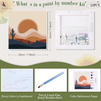 Nezyo 12 Sets Paint by Numbers Kit with Frame for Adults, Acrylic 8x8 Inch - style: Summer
