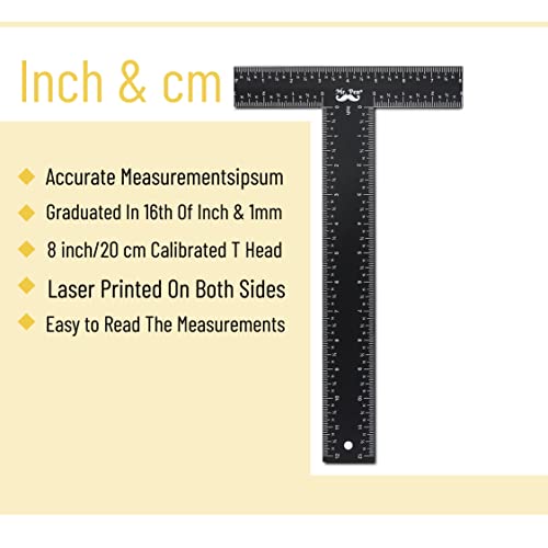Mr. Pen - T Square, T Ruler, 12 inch Metal Ruler, T Square Ruler | Drafting Tools, Architect Ruler, Set Square, Drafting Ruler, Tsquare, Truler, Architectural Triangle, Tee Ruler, L Square - size: 12 inch