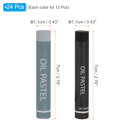 PATIKIL Black, Gray Oil Pastels, 24Pcs Soft Oil Crayons Creamy Pastels Stick Art Supplies for Art Painting Drawing Blending Graffiti for Artists Beginners - color: Black/Gray
