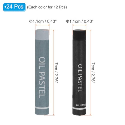 PATIKIL Black, Gray Oil Pastels, 24Pcs Soft Oil Crayons Creamy Pastels Stick Art Supplies for Art Painting Drawing Blending Graffiti for Artists Beginners - color: Black/Gray