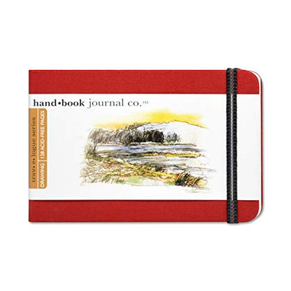 Handbook Journal Co. Artist Travelogue Travel Notebook for Drawing and Sketching, Vermilion Red, Pocket Landscape 3.5 x 5.5 Inches, 130 GSM Paper, Hardcover w/Pocket - color: Vermilion Red, size: Pocket Landscape