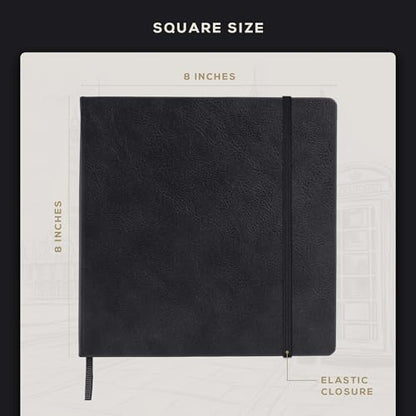 Beechmore Books 8x8 Square Mixed Media Sketchbook 160 GSM/98lb, Gift Box - color: Charcoal Black, size: Square - 8" x 8"