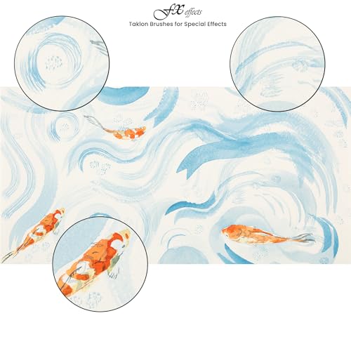 Creative Mark FX Effects Taklon Paint Brushes, Set of 10 - Watercolor, Acrylics & Oil Paint - Soft, Resilient Brush Styles: Multi-Liner, Ribbon, Angular, Dabber, Dagger - w/Resealable Vinyl Pouch
