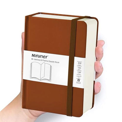 qianshan Mix Media Pad,3.5"x5.5" Small Hardcover Leather Art Sketchbook,105 GSM 200 Sheets/400 Pages Acid Free Artistic Painting Drawing Sketching Writing Paper, Handy Pocket Journal Notebook.Brown - color: 105gsm-brown