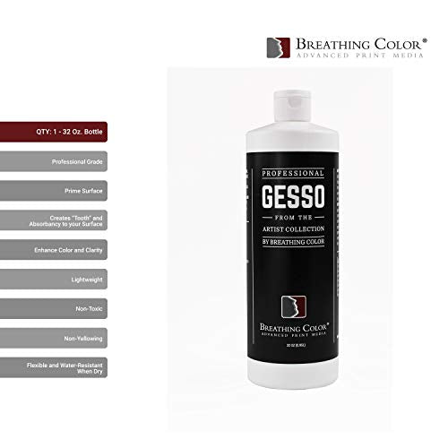 White Gesso Canvas Primer 32 oz Give Your Art The Ultimate Base Prime! Keep Paint from Absorbing! Whether Acrylics, Oils, Watercolors or Pastels, Make Every Painting Look its Absolute Best - size: 32 Fl Oz (Pack of 1)