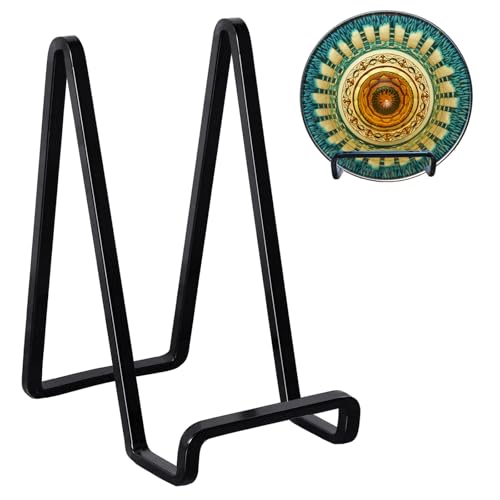 3 Pack 6 inch Metal Plate Stands for Display, Plate Holder Pictures Frame Easel Display Stand, Tabletop Picture Stand, Iron Easels for Display Photo Frames, Plates, Vinyl Record，Book, Plaque, Sign