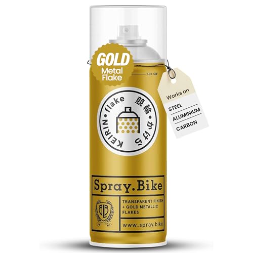 Spray.Bike Keirin Flake Finishing Coat - Kirameki Gold, 400ml | Metal Flake Spray Paint Coating | Glitter Spray Paint Topcoat for Steel, Aluminum - color: Flake Gold