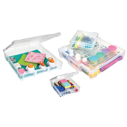 ArtBin 4-Piece Scrapbook Storage Set, Two 12x12 and Two 6x6 Boxes | Set of 4: Two 12x12 Boxes and Two 6x6 Boxes, Carry Handles, Stackable, Durable Craft Storage - size: 12" x 12" & 6" x 6" - 4-Piece Set (2 of Each)