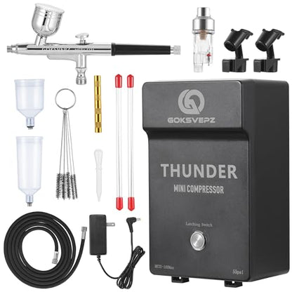 Airbrush Kit with Air Compressor 55PSI Air Brush Gun Set for Model Painting | Made for broad coverage on model kits RC car bodies 3D prints and crafts cosplay props and base coats includes cleaning tools