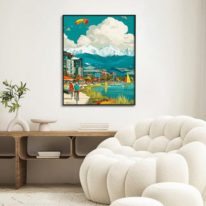 Paint by Numbers Kit for Adults, Mountain Lake DIY Painting Kit, 16x20 Inch - color: CYOP1P05