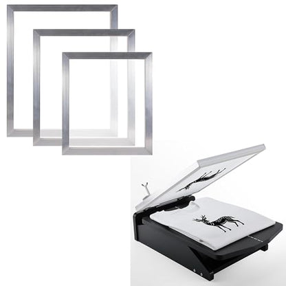Caydo 3 Piece Aluminum Silk Screen Printing Frames with 110 Mesh for Screen Printing with Screen Printing Machine, 19.3x12.2inch / 41x31cm Screen Printing Press