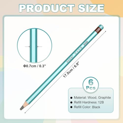 PATIKIL 12B Drawing Pencils for Sketching, Set of 6 Hexagonal Graphite Sketch Pencils Professional Sketching Art Supplies for Drawing Shading Writing Art Artists Beginners, Black - style: 12B
