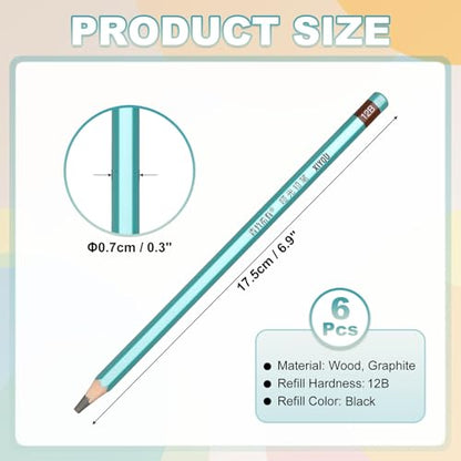 PATIKIL 12B Drawing Pencils for Sketching, Set of 6 Hexagonal Graphite Sketch Pencils Professional Sketching Art Supplies for Drawing Shading Writing Art Artists Beginners, Black - style: 12B